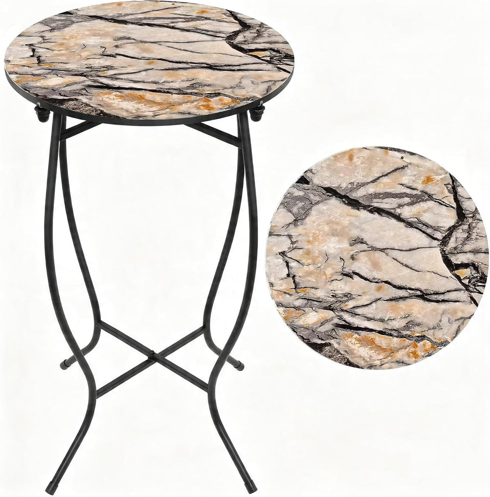 Indoor Side Table for Small Space, Versatile 21 Inch Tall Round Side Table fo...
