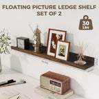 Axeman Floating Shelves for Wall - 24 Inch Picture Ledge Shelf Set of 2 - Rustic Picture Shelf for Wall with Ledge - Walnut Floating Shelves with Lip - Photo Ledge Shelves for Pictures Nursery Books