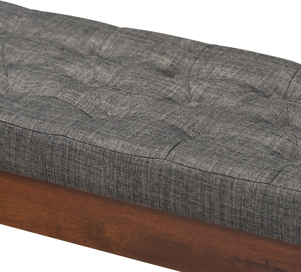 Baxton Studio Alona Mid-Century Modern Medium Grey Fabric Upholstered Wood Di...