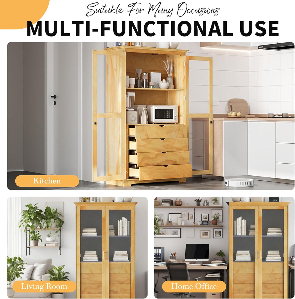 KUIKUI Kitchen Pantry Storage Cabinet, Pantry Cabinets for Kitchen Storage wi...