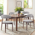 COLAMY Wooden Dining Chairs Set of 4, Modern Fabric Upholstered Dining Room Chair, Farmhouse Kitchen Chair with Foot Pegs, Light Grey