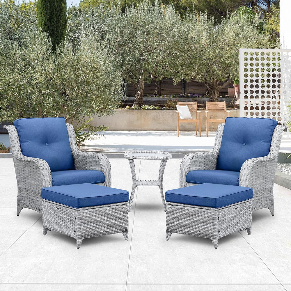 Belord Outdoor Furniture Ottoman Set of 2 Patio Seating Footstool All-Weather...