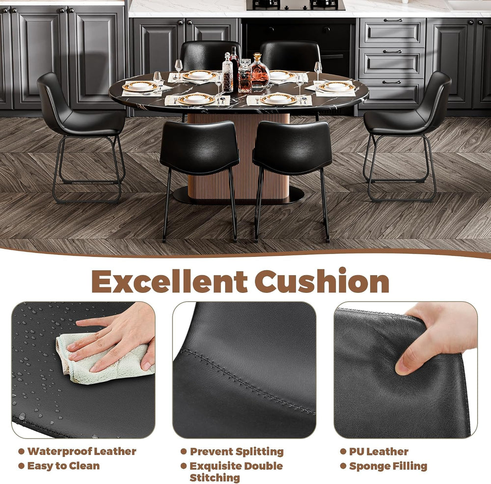 Dining Chairs Set of 6, 18 Inch Kitchen Chairs with Back, Faux Leather Armles...