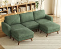 Vesgantti 97" Modular Sectional Sofa Green, U-Shaped Couch with Movable Ottoman, Comfy Corduroy Couch with Spring Cushion, Modular Sofa with Deep Seat for Living Room, Bedroom and Apartment