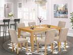 East West Furniture CAAB7-OAK-04 7 Piece Modern Dining Table Set Consist of a Rectangle Wooden Table and 6 Light Tan Linen Fabric Upholstered Chairs, 36x60 Inch, Oak