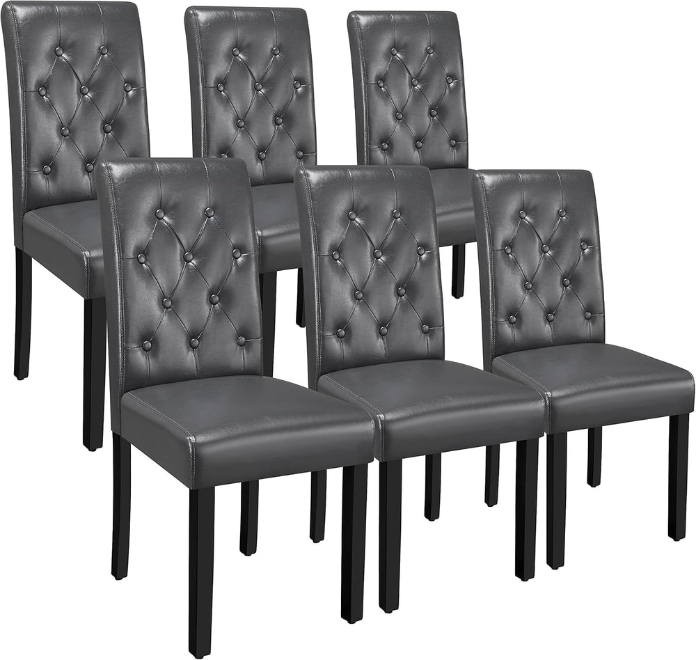 Yaheetech Dining Chairs Set of 6 Button Tufted Kitchen Chairs Gray