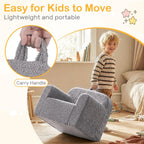 Costzon Kids Couch, Comfy Toddler Sofa Chair with Soft Fleece Fabric Cover, Kids Furniture for Playroom, Children Reading Armchair for Boys & Girls Aged 3+ Birthday (Medial,Grey)
