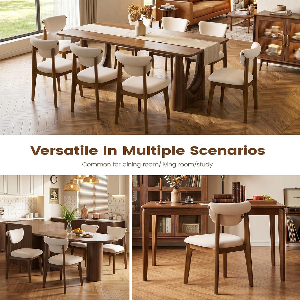 Dining Chairs Set of 6, Solid Rubberwood Kitchen Chairs with Lumbar Support H...