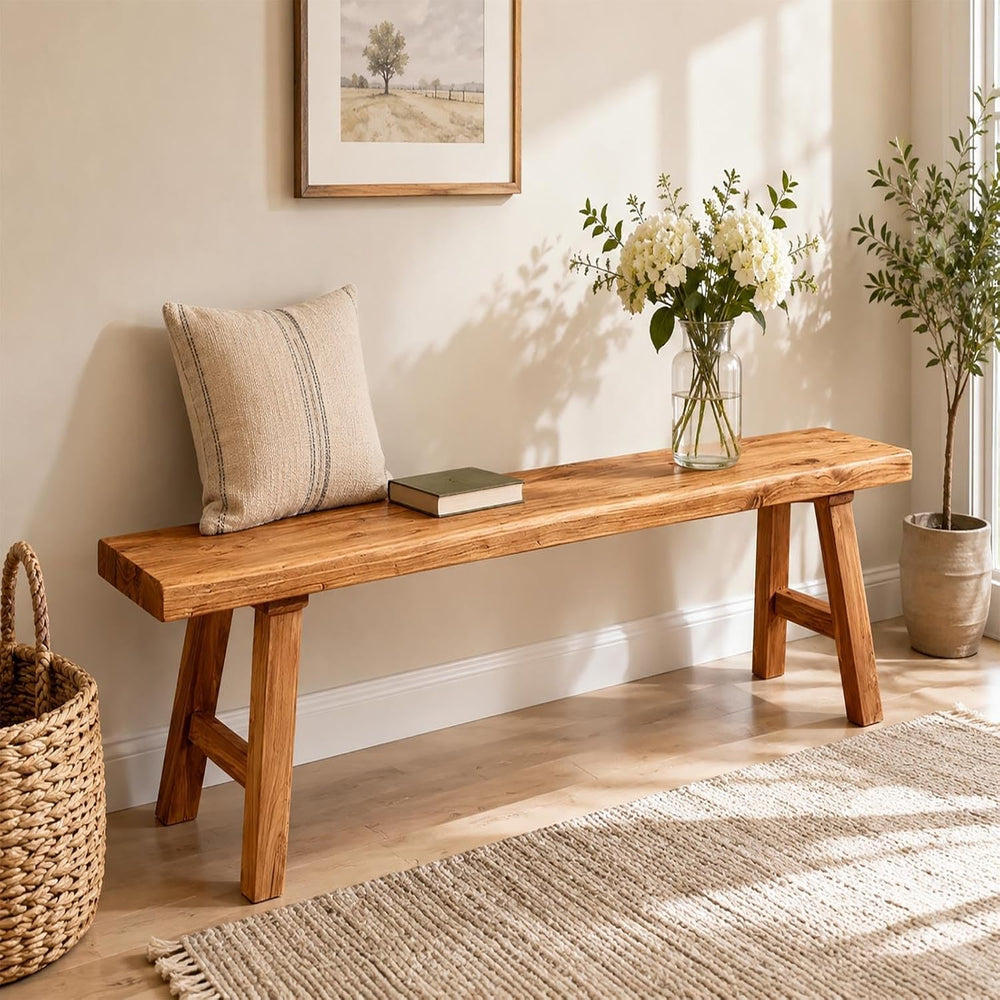 Rustic Farmhouse Narrow Entryway Bench Farmhouse Wooden Entryway Shoe Bench w...