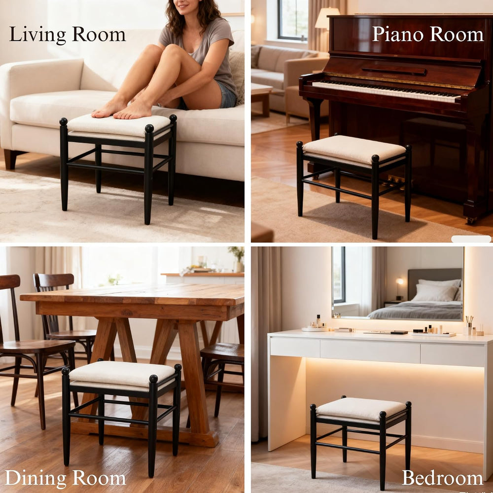 Ottoman Footrest, 19 Inch Upholstered Vanity Bench Seat, Backless Makeup Stoo...
