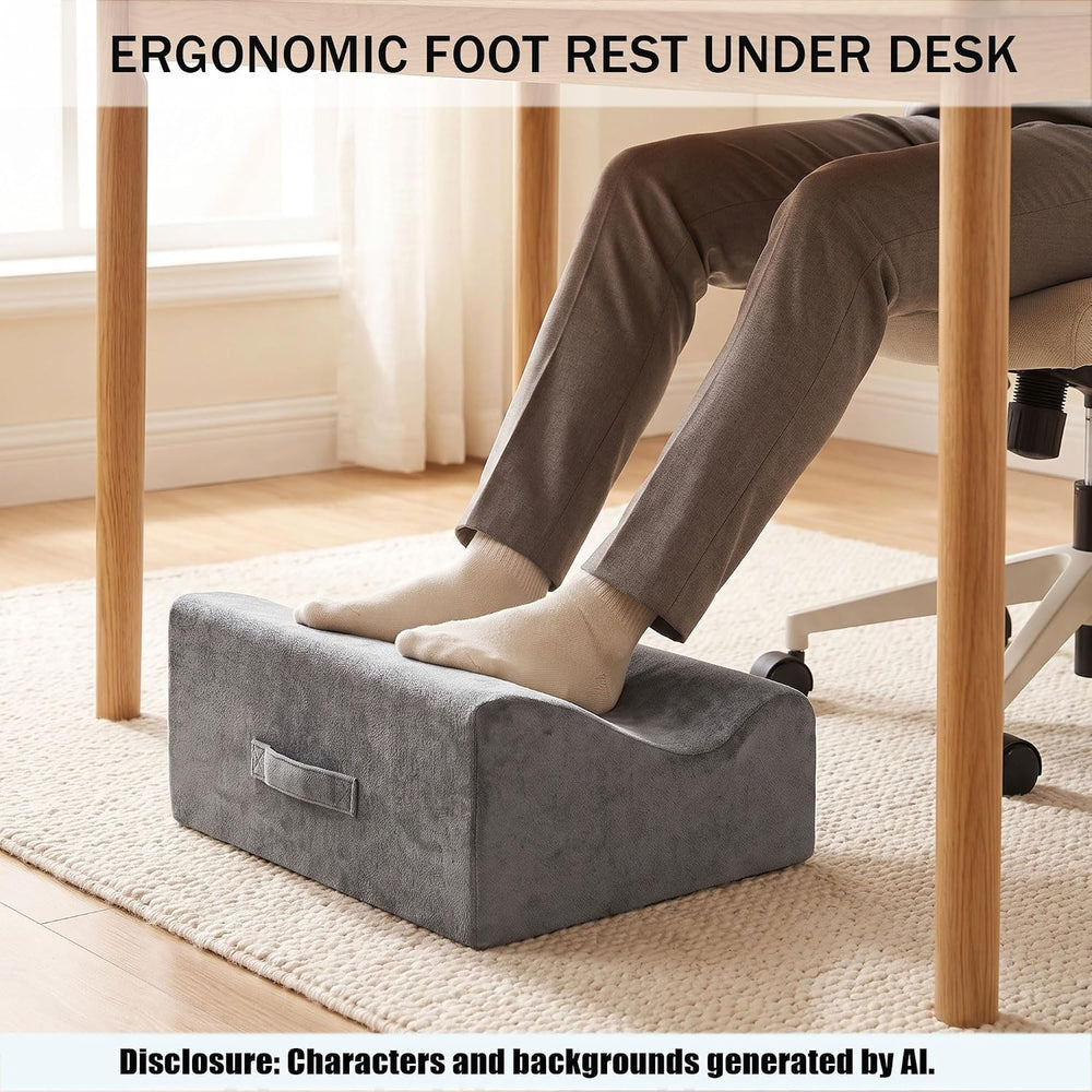 Large Foot Rest for Under Desk at Work, Footrest with Washable Cover for Offi...