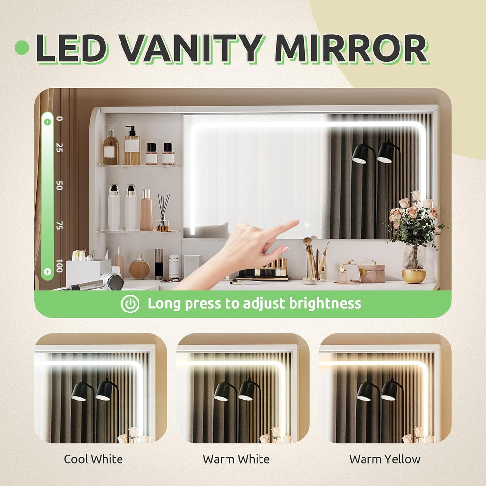 YITAHOME 48" Vanity Desk Set | Makeup Vanity with Mirror and Lights, 3 L...