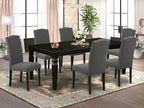 East West Furniture LGEN7-BLK-20 7 Piece Kitchen Table Set Consist of a Rectangle Dining Table with Butterfly Leaf and 6 Dark Gotham Linen Fabric Parson Chairs, 42x84 Inch, Black