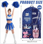 Cheer Garment Bags for Cheerleading Uniform For Cheer Mom Waterproof Hanging Garment Bag for Dance Costumes 40 Inch Clothes Bag with 5 Pocket Travel Side Zip Storage Uniform(Nave Blue,White)