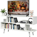 Lightdot TV Stand for TVs up to 45'', Modern Entertainment Center with 3 Storage Open Large Capacity for Collection, Media Console Table for Living Room/Entrance/Sofa Cabinet,Easy Assembly-White