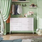 WLIVE White Dresser for Bedroom with 5 Drawers, Fabric Dresser for Living Room, Wide Chest of Drawers for Bedroom, Closet, Hallway, White