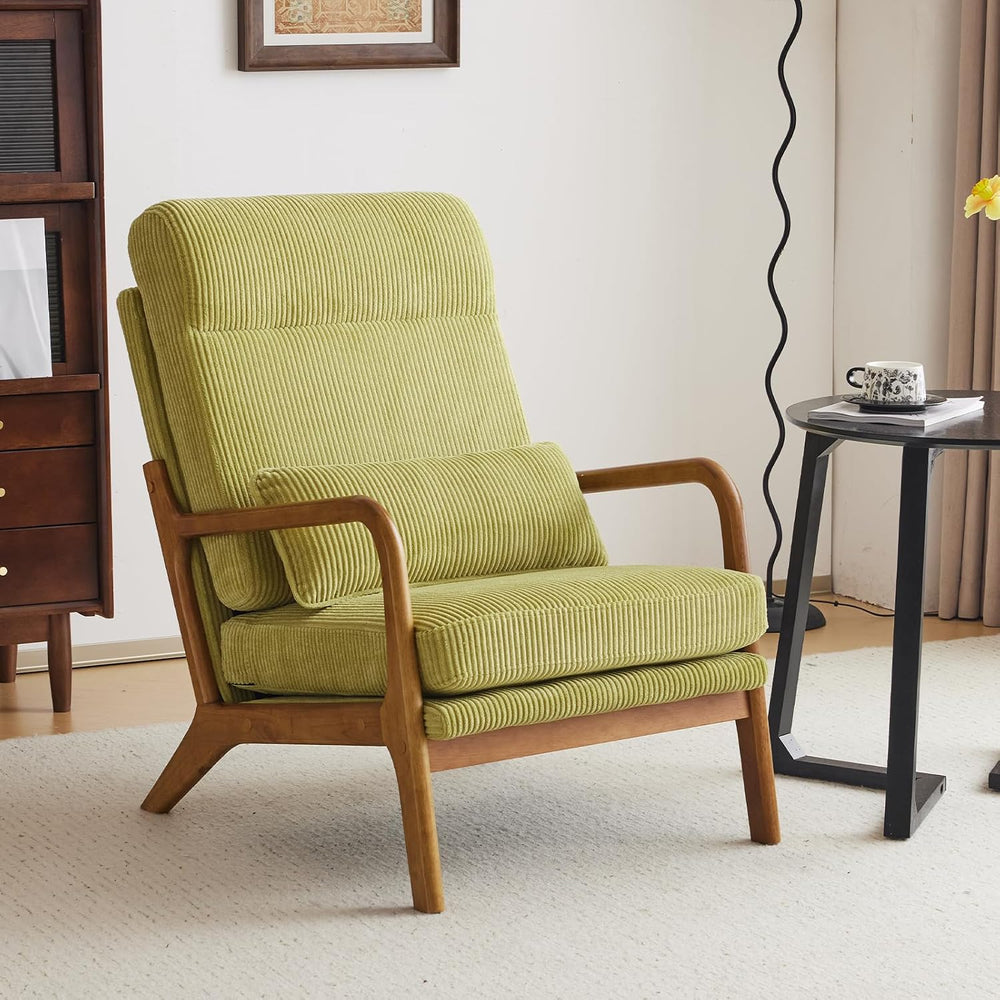 Karl home Accent Chair High Back Mid-Century Modern, Green