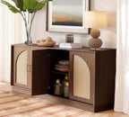 FORTUNETEC 63.8" Sideboard Buffet Cabinet with Storage, Natural Walnut | Accent Cabinet with Arched Doors, Boho Modular Media Console, Credenza for Living Room Kitchen Dining Room Entryway
