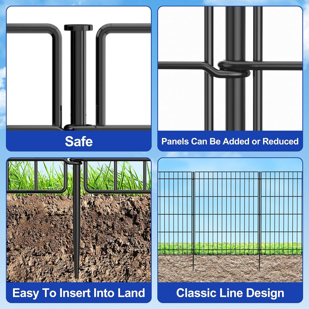 INJOPEXI Garden Fence 6 Panels 11.8ft (L)×30in (H) Decorative Garden Fences w...