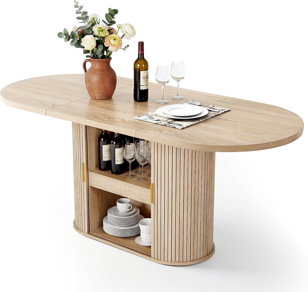 DWVO 70.9" Oval Dining Table for 6-8, Modern T-Shaped Kitchen Table with...