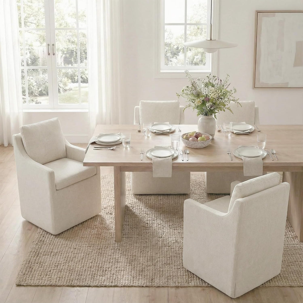 KISLOT Upholstered Dining Chairs Set of 4 with Washable Cover, Oatmeal | Mode...
