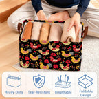 Cute Roosters Storage Basket,Leaf Collapsible Storage Bin Cubes for Living Room Bedroom Blankets Home Storage 17x11.5x10Inch