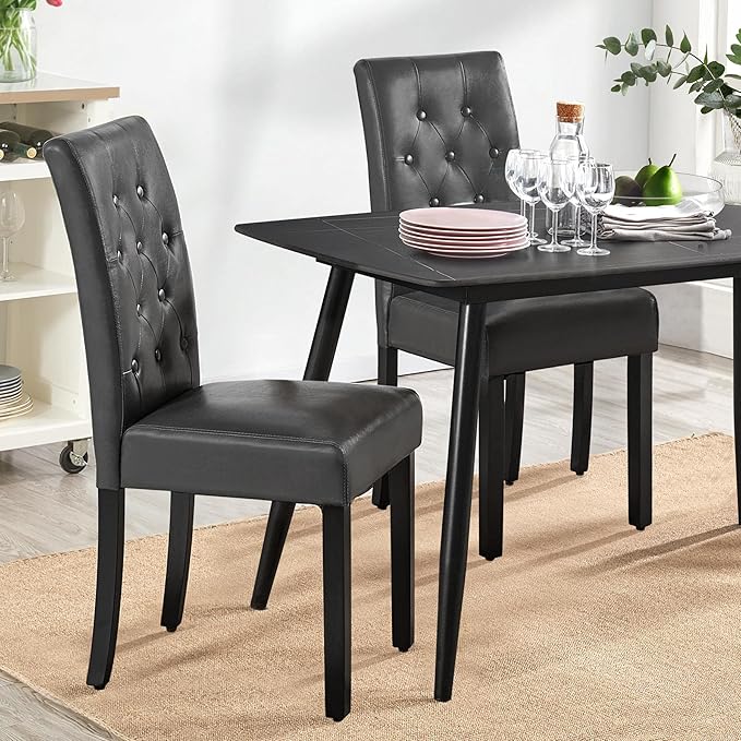 Yaheetech Upholstered Dining Chairs Set of 4 Modern Leather Parsons Kitchen C...