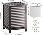 SMIBUY Double Laundry Hamper with Lid, 120L Bamboo Laundry Basket with Removable Liner Bag, 2-Section Clothes Divider Laundry Sorter for Laundry Room, Bathroom, Bedroom (Dark Brown)