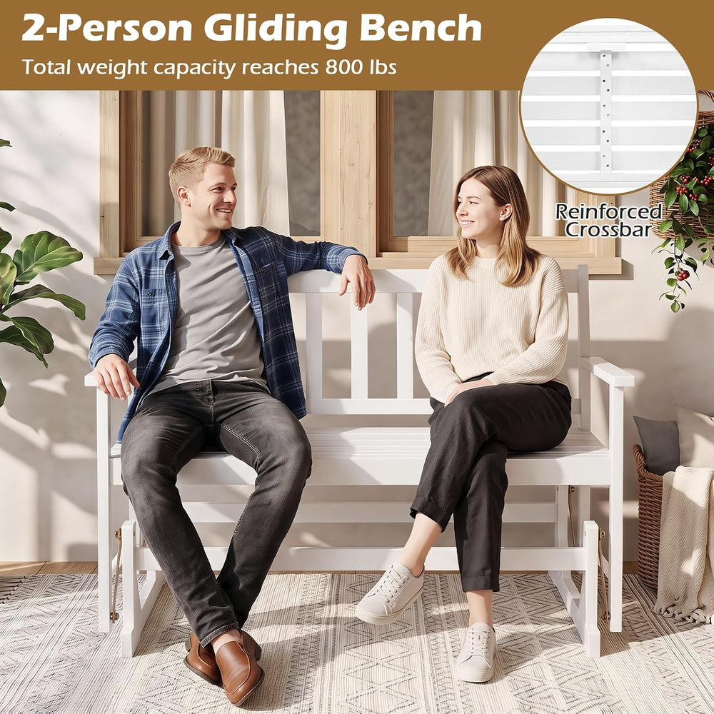 Tangkula 2-Person Patio Acacia Wood Glider Chair, 800 LBS | Armrests, Slatted...
