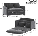 XVD 51 Inch Convertible Sofa Bed Sleeper with Storage Pockets & 2 Pillows - 2-in-1 Folding Loveseat for Small Spaces, Modern Corduroy Loveseat for Apartment, Living Room, Guest Room, Grey