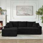 95" L-Shaped Cloud Sectional Couch, Left Facing Modular Compressed Boneless Sectional Sofa with Chaise Lounge, Plush Corduroy Boneless Corner Sofa for Living Room