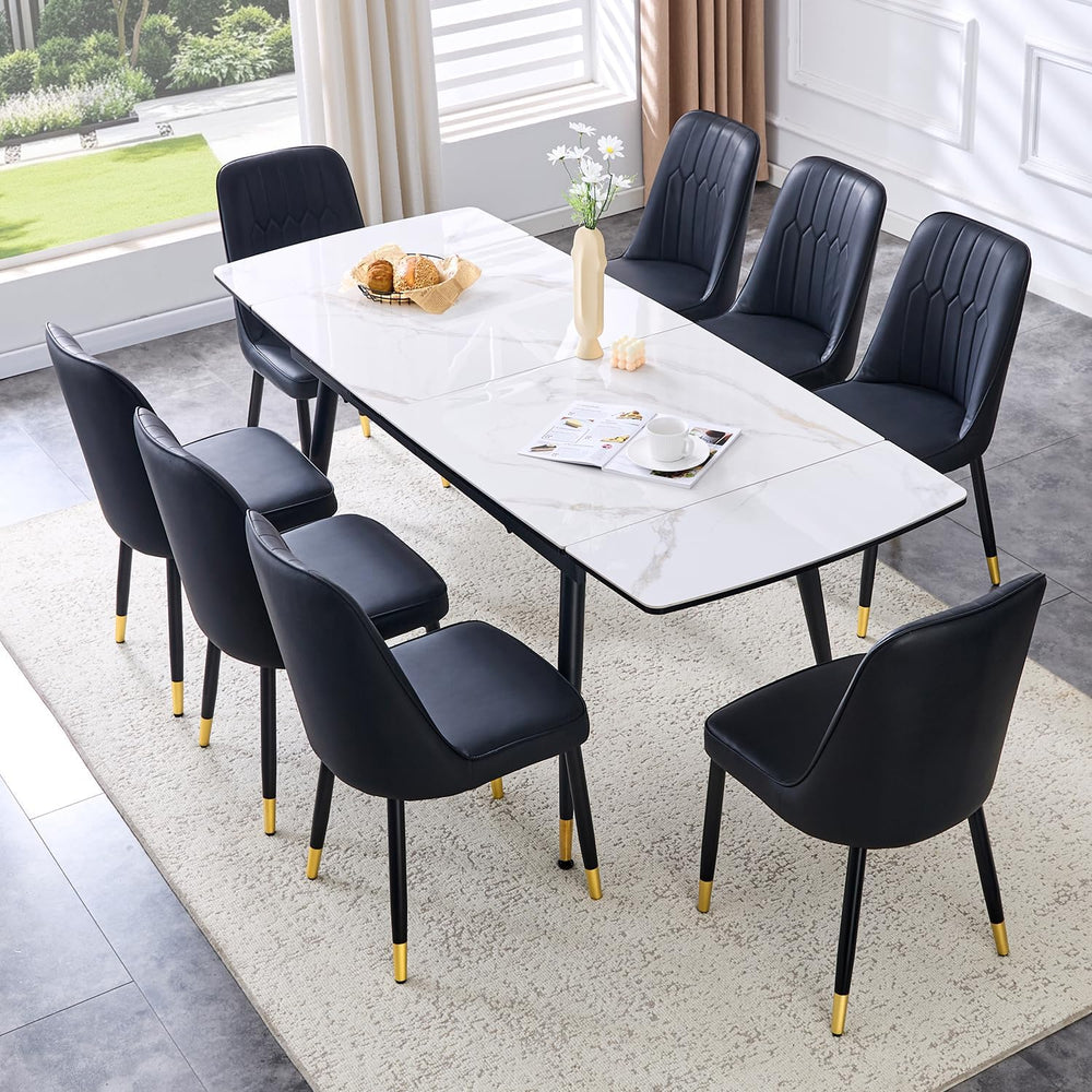 Extendable Dining Table Set for 8, 55"–79" Rectangular Dining Table...