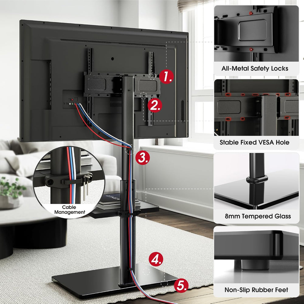 AOKCOS Floor TV Stand with 60-Degree Swivel, TV Floor Stand for 32-65 inch TV...
