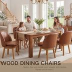 Wahson Upholstered Dining Chairs Set of 2, Modern Faux Leather Dining Room Chairs with Solid Wood Legs & Double-Padded Seat, Swivel Accent Desk Chair for Kitchen Dining Room Restaurant - Brown