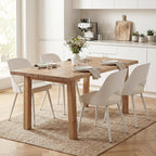 LSSBOUGHT Mid Century Modern Dining Chairs,Shell Lounge Plastic Side Chair with Soft Padded and Wooden Legs for Dining Room Living Room Bedroom Kitchen Set of 2 (Beige)