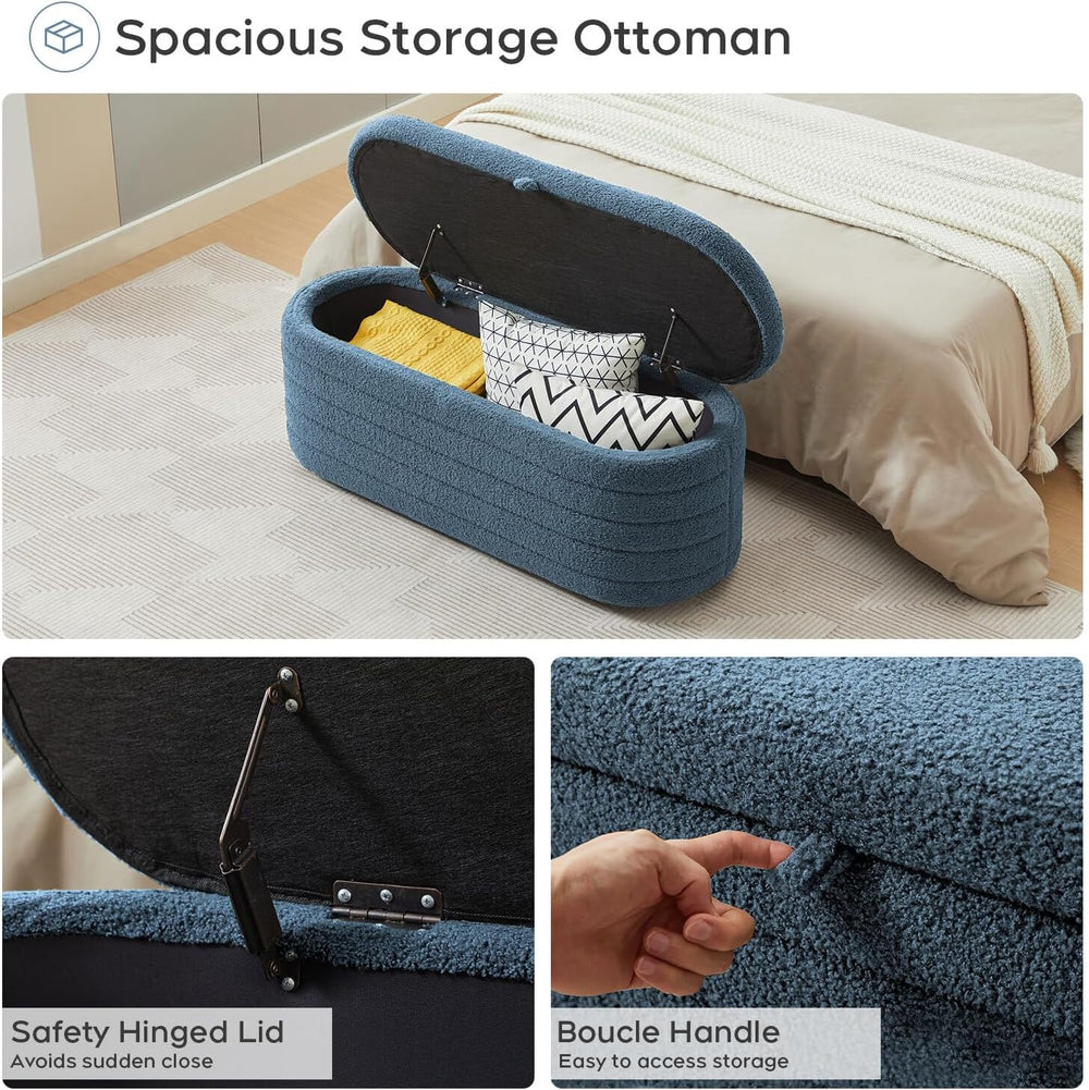 Storage Ottoman Bench End of Bed for Bedroom,45 inch Boucle Upholstered Entry...