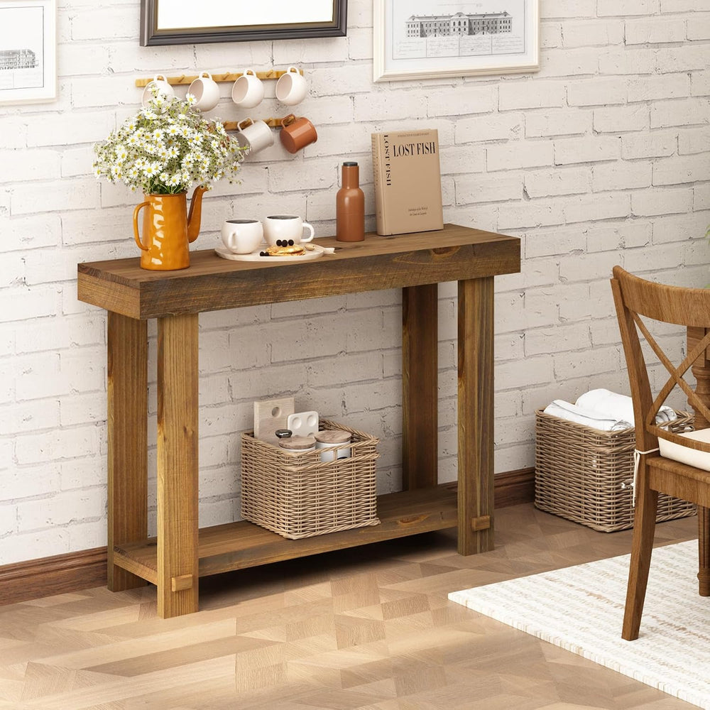 HOKYHOKY Solid Wood Console Table for Entryway, 42.5" Farmhouse Entryway...