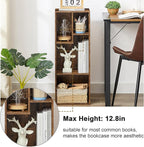 VECELO Small Bookshelf, 4 Cube Slim Bookcase, Fits Tallest Hardcovers, Horizontal Available, Modern Floor Standing Unit, Each Shelf Hold Up to 66 LBS, Vintage Brown