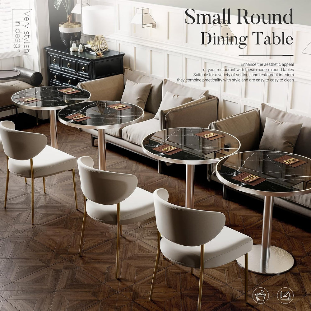 31.5" Tulip Table, Small Round Dining Table with 1.2" Thick Sintere...