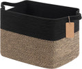 Goodpick Large Wicker Storage Baskets for Organizing, Black & Jute | 50L, 18 × 14 × 12 in, Reinforced Handles, Shoes, Towels & Toys Storage, Living Room, Bedroom & Nursery Organization