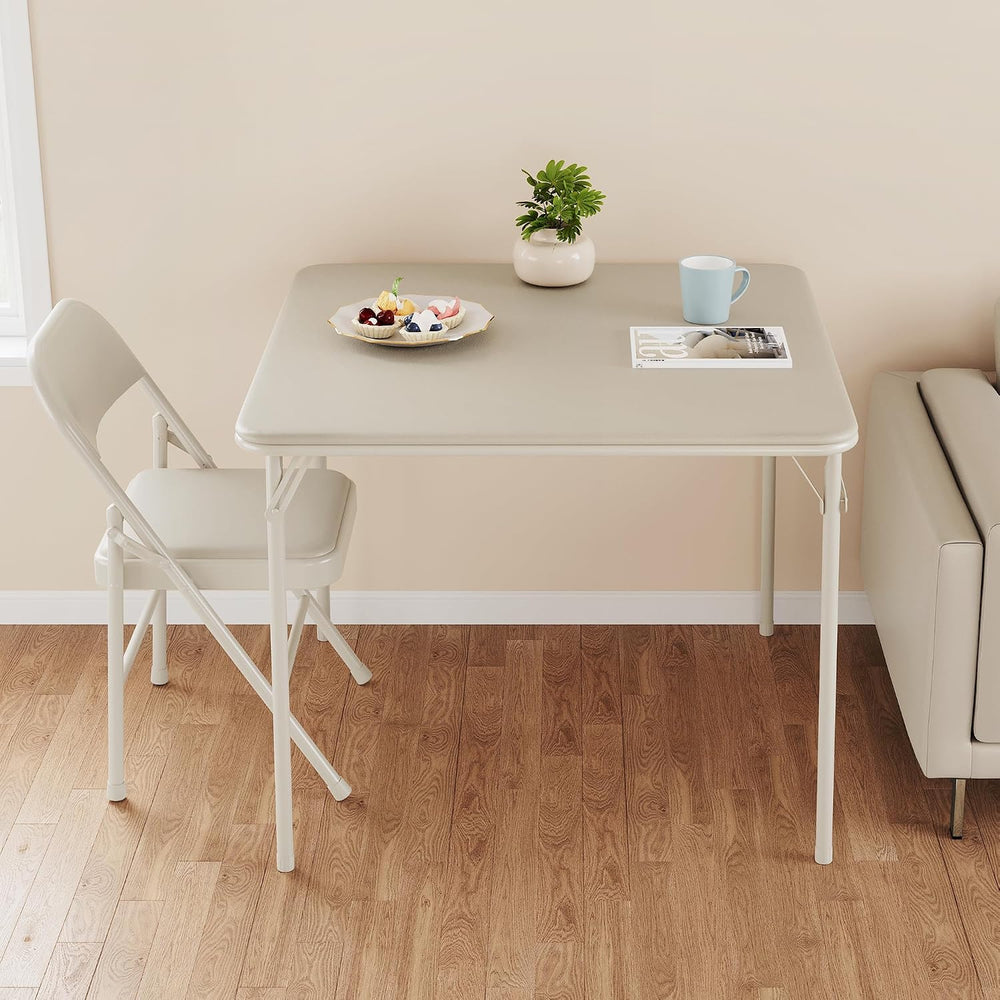 33.6'' Folding Square Card Table, Portable Card Table with Folding Le...