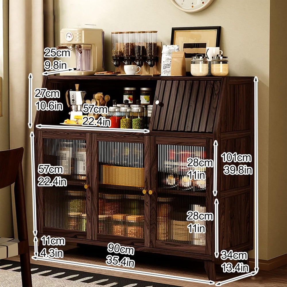 Storage Cabinet with Drawer - Tall Freestanding Kitchen Pantry Cupboard for D...
