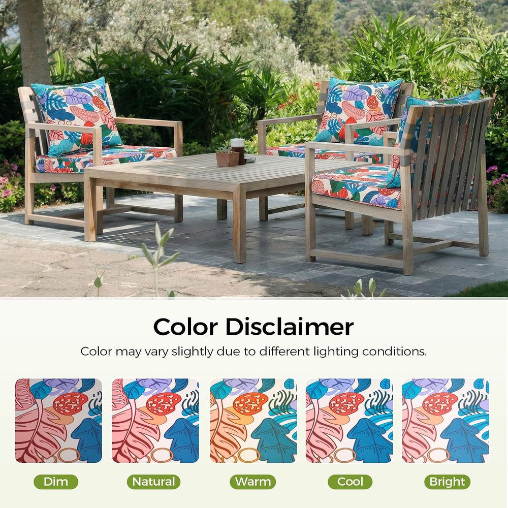 UNIKOME 22"x22"x3" Outdoor Chair Cushions Set - Waterproof Pat...
