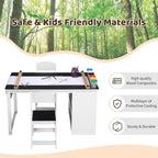 GarveeLife Kids Art Table and 2 Chairs Set with Large Storage Desk, Portable Art Supply Organizer - Multi-Function Drawing, Activity, and Study Table for Children, Wooden Craft Furniture