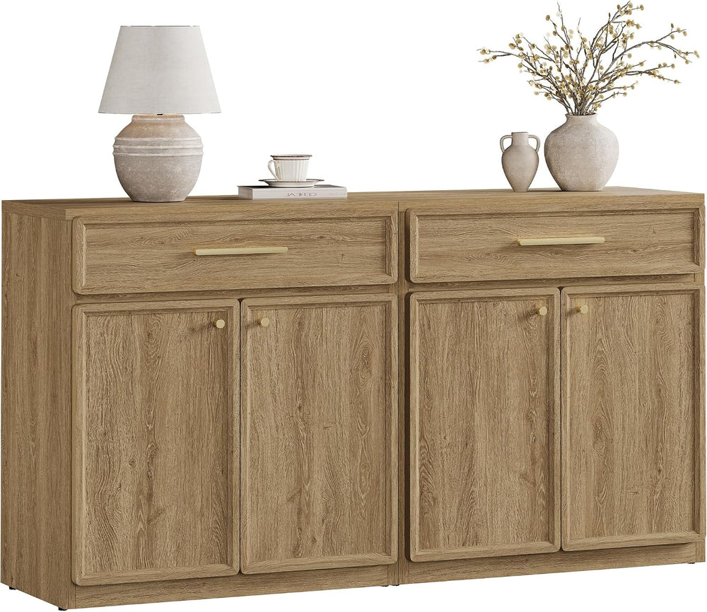 SICOTAS Buffet Cabinet with Storage Tall Modern Accent Storage Cabinet with D...