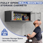 Metal Garage Storage Cabinet, Locking Cabinet Wall Mounted, 12.8" H Floating Cabinet for Warehouse, Upper Tool Cabinet for Home Office, Basement, Kitchen, RV Organization