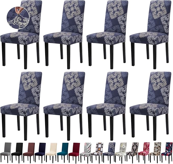 Chair Covers, Stretch Kitchen Chair Covers/Dining Chair Covers for Dining Room 8 Pack, Removable Washable Dining Chair Slipcovers for Home, Hotel, Banquet