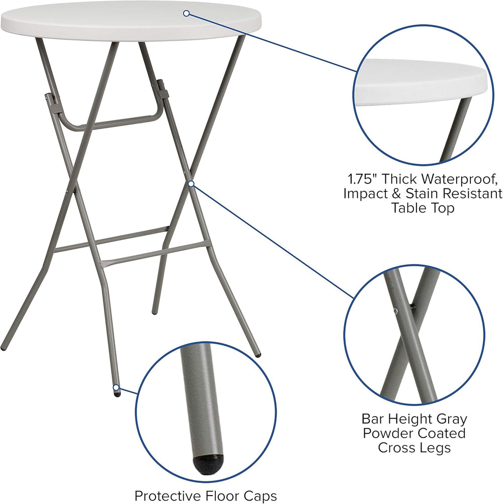 Flash Furniture Kathryn 31.5" Round All-Occasion Folding Bar Height Tabl...
