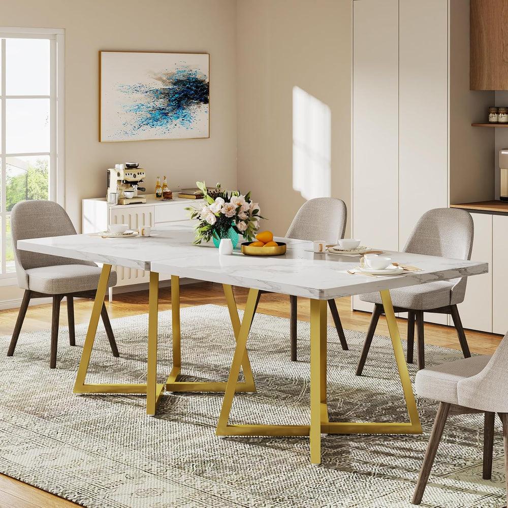 Tribesigns Square Dining Table for 2, 31.5" Modern Dinner Table with Met...