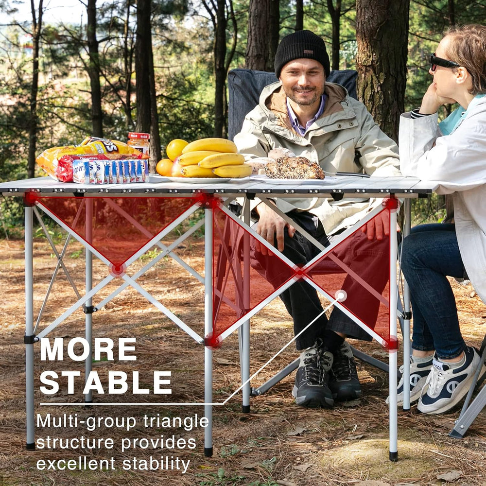 EVER ADVANCED Camping Table, Fold up Lightweight, 4-6 Person Portable Roll up...